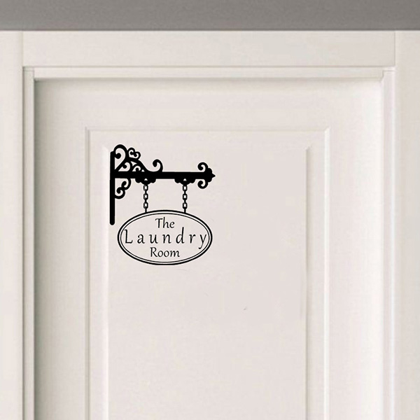Laundry Room Sign Door Victorian Style Wall Sticker Retro