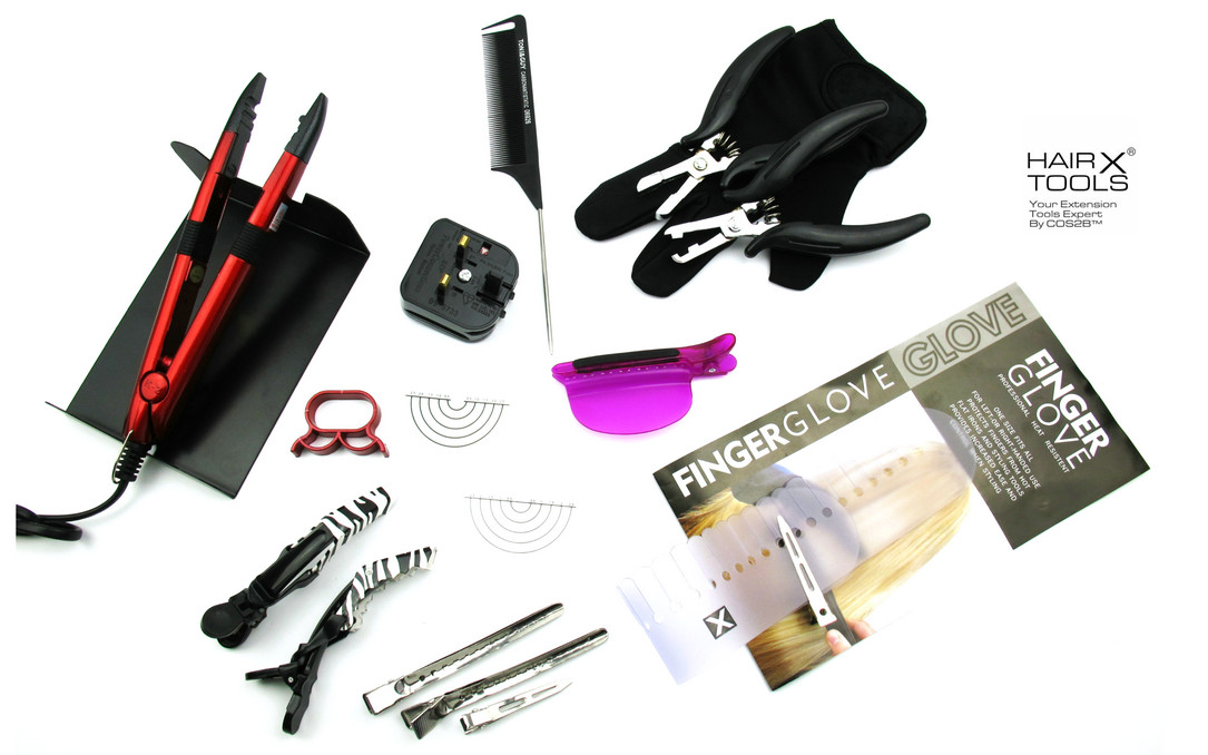 Pre-Bonded Hair Extension Multi-Grooved Tip Hot Fusion Heat Connector Starter Tools Kit, For The Attachment Of Any Type Keratin Pre-Bonded Hair Extensions System, Everything You Need In One Place For Installing Hair Extensions! Complete with ?Keratin Hot Fusion Connector ?Heat Resistant Finger Glove ?Easy Separator Speed Clip 30 Readymade Multi Holes Separator Keratin Fusion Protector Strip/Shields ?4.5" Hairdressing Alligator Gorilla Styling Holding Clips ?Quality Pretty Color Hair Thread Pulling Hook?Guide Shield Template Disks ?Heat Protector Shields ?Hair Sectioning Dividing/Duck Bill Clips Finger Protectors Cots ?Stainless Steel Pin Rat Tail Comb... All Contains Everything You Need For A Successful Hair Extensions! Ready To Be Melt? 