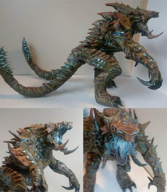 Here is the CGI model and the official sculpt of the mega-kaiju from the sa...