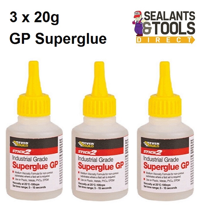 3 X 20g Everbuild Ind Grade GP Medium Viscosity Super Glue Superglue ...