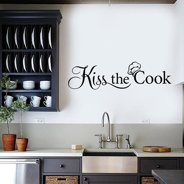 Details About Kiss The Cook Chef Wall Sticker Kitchen Art Dining Room Decor E Vinyl Decal