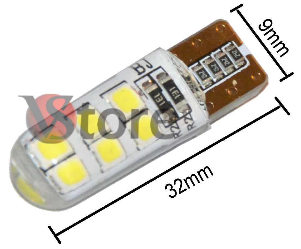 2 Lampade T10 Canbus 12 Led SMD No Errore CDB BIANCO Silica COB + 2  RESISTENZE