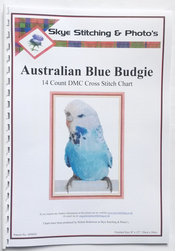 Australian Azul Budgie//Fiebre//Loro Punto de Cruz DMC Gráfico sólo 8x12 14 CT