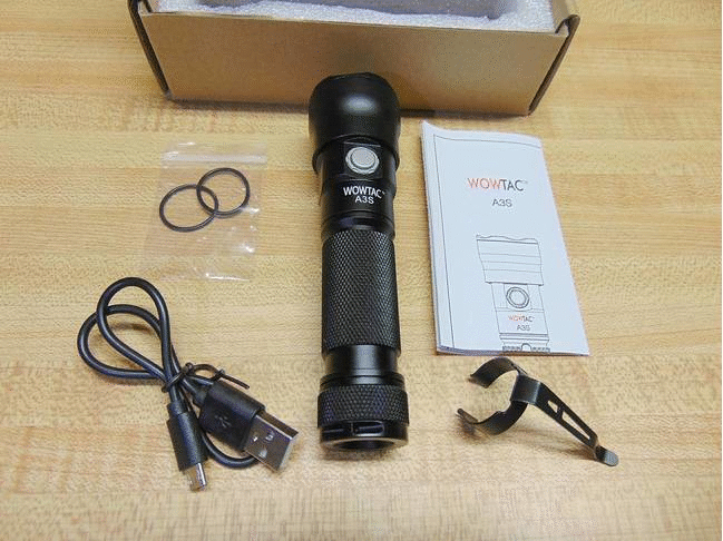 Wowtac A3S LED Flashlight Max 1000 Lumen with Zoomable Adjustable Focus 5 Modes with Hidden Strobe Powered Tactical Flashlight for Camping Hiking 18650 Battery Included Outdoor Water Resistant Torch
