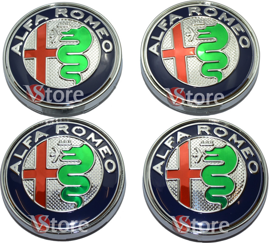 4 Tappi Coprimozzo ALFA ROMEO Giulietta Brera 159 60mm borchie cerchi in lega nr