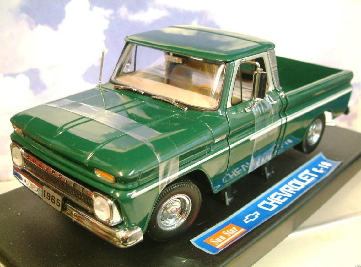 Wow Extremely Rare Chevrolet C10 Pickup Truck 1965 Green 1 18 Sun Star Auto Art Ebay