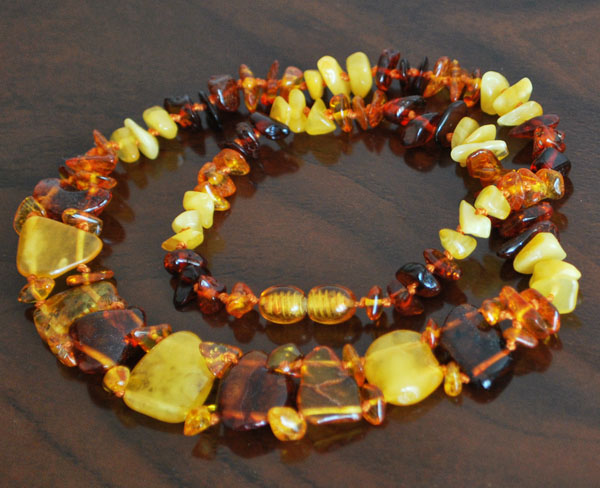 Amber necklace Cleopatra multicolor baltic natural polished solid