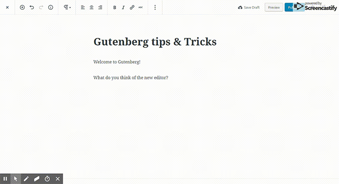 Gutenberg demo gif | WordPress Bloggers: Must Know Gutenberg Tips & Tricks