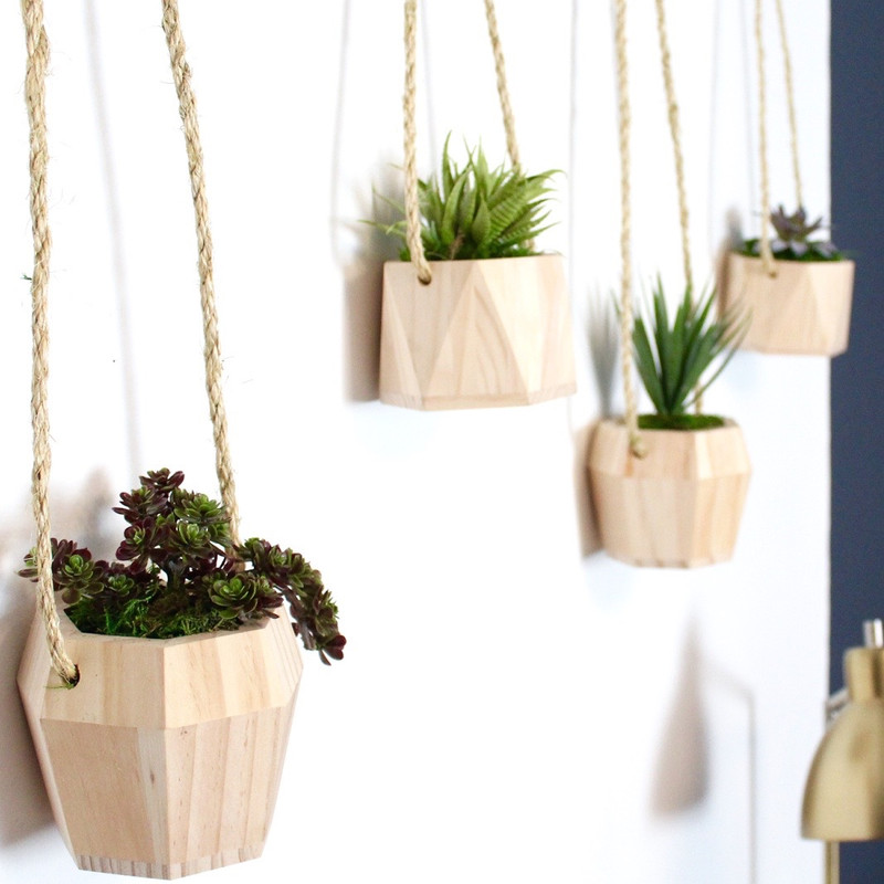 Hanging Wooden Planters